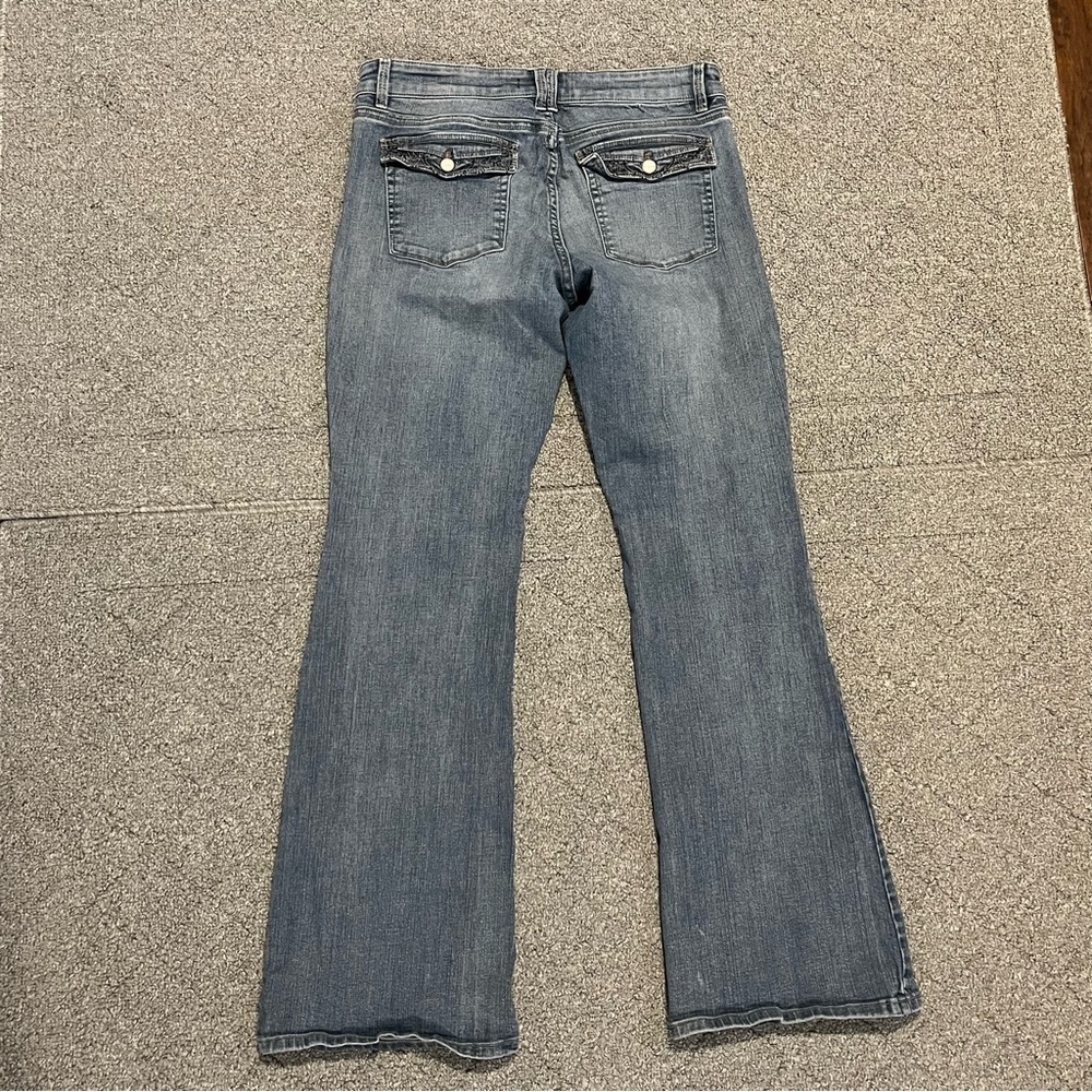 White House Black Market Jeans Womens 10R Blue Wide Leg Denim Embroidered - Picture 11 of 12